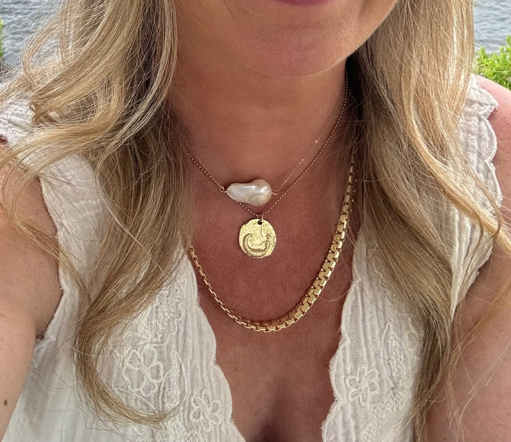 La Sirena Necklace , 14k Gold filled