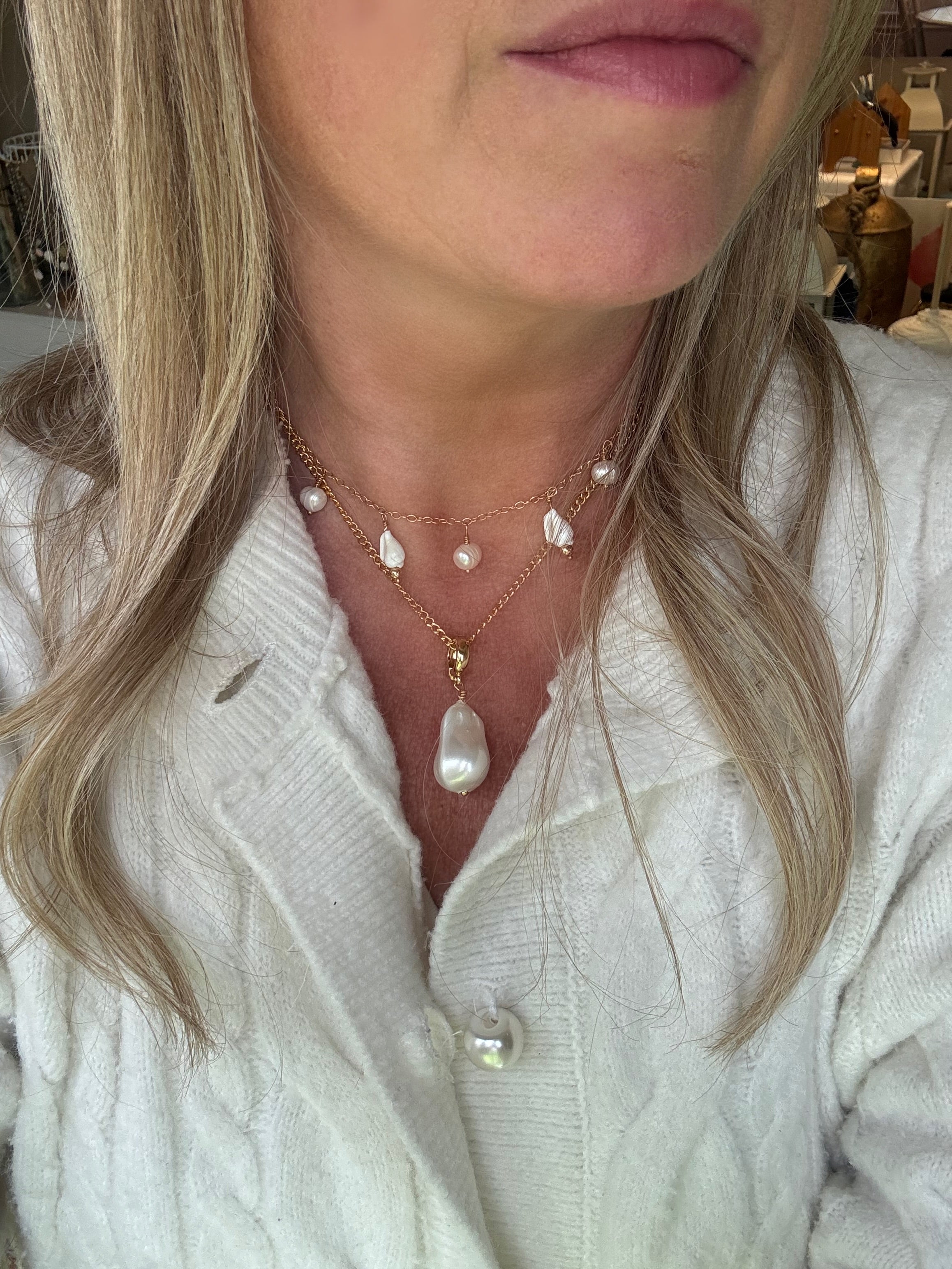 14K Gold filled  necklace w/  pearl pendant