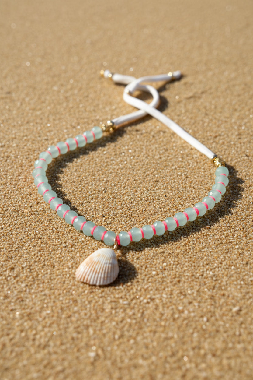 Faceted bead Necklace with shell pendant