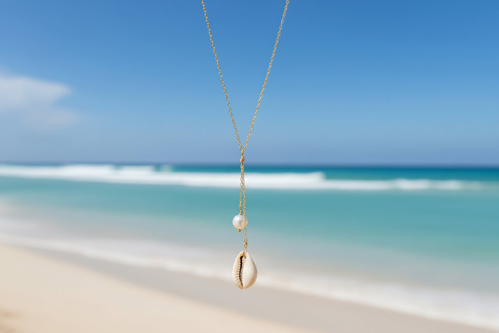 14k Gold Filled Drop Cowrie  Necklace