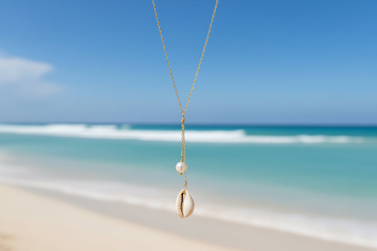 14k Gold Filled Drop Cowrie  Necklace