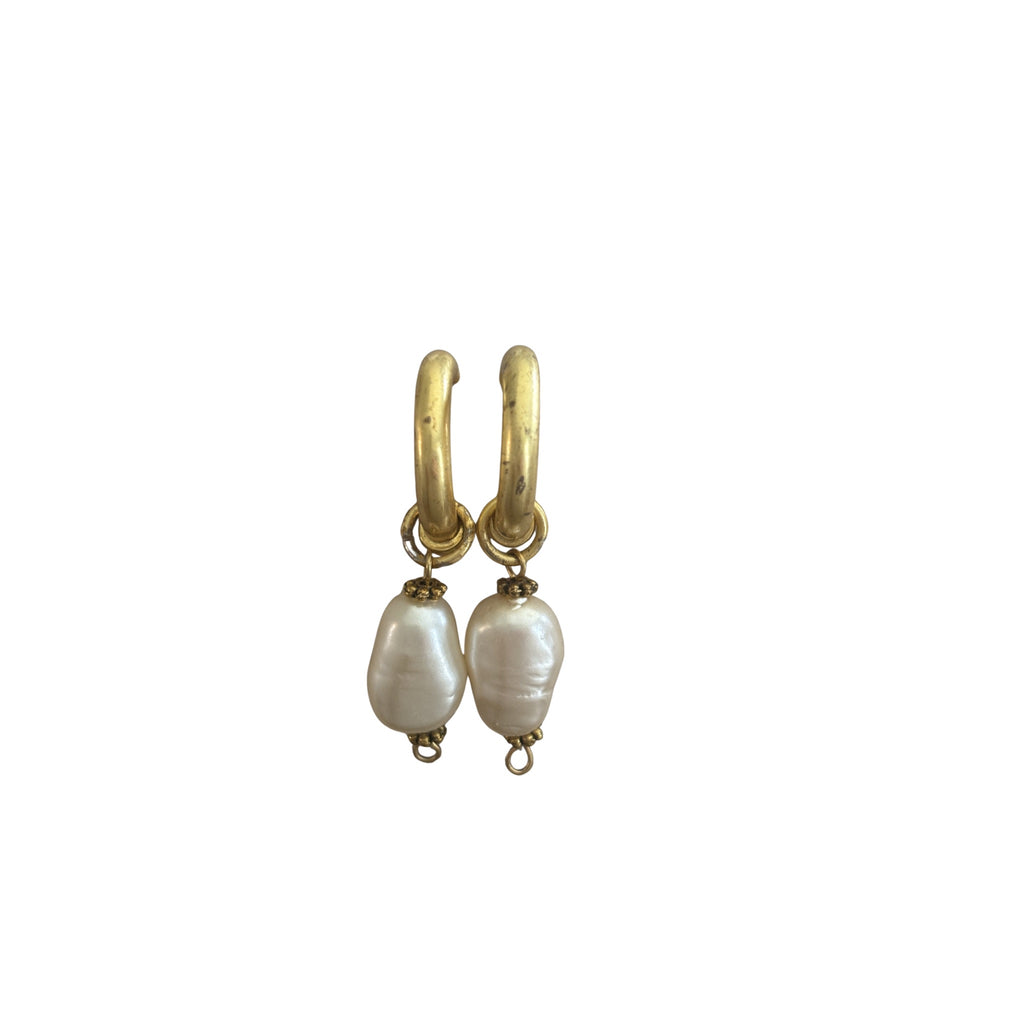 14K Gold Filled Hoop Earrings with Pearl