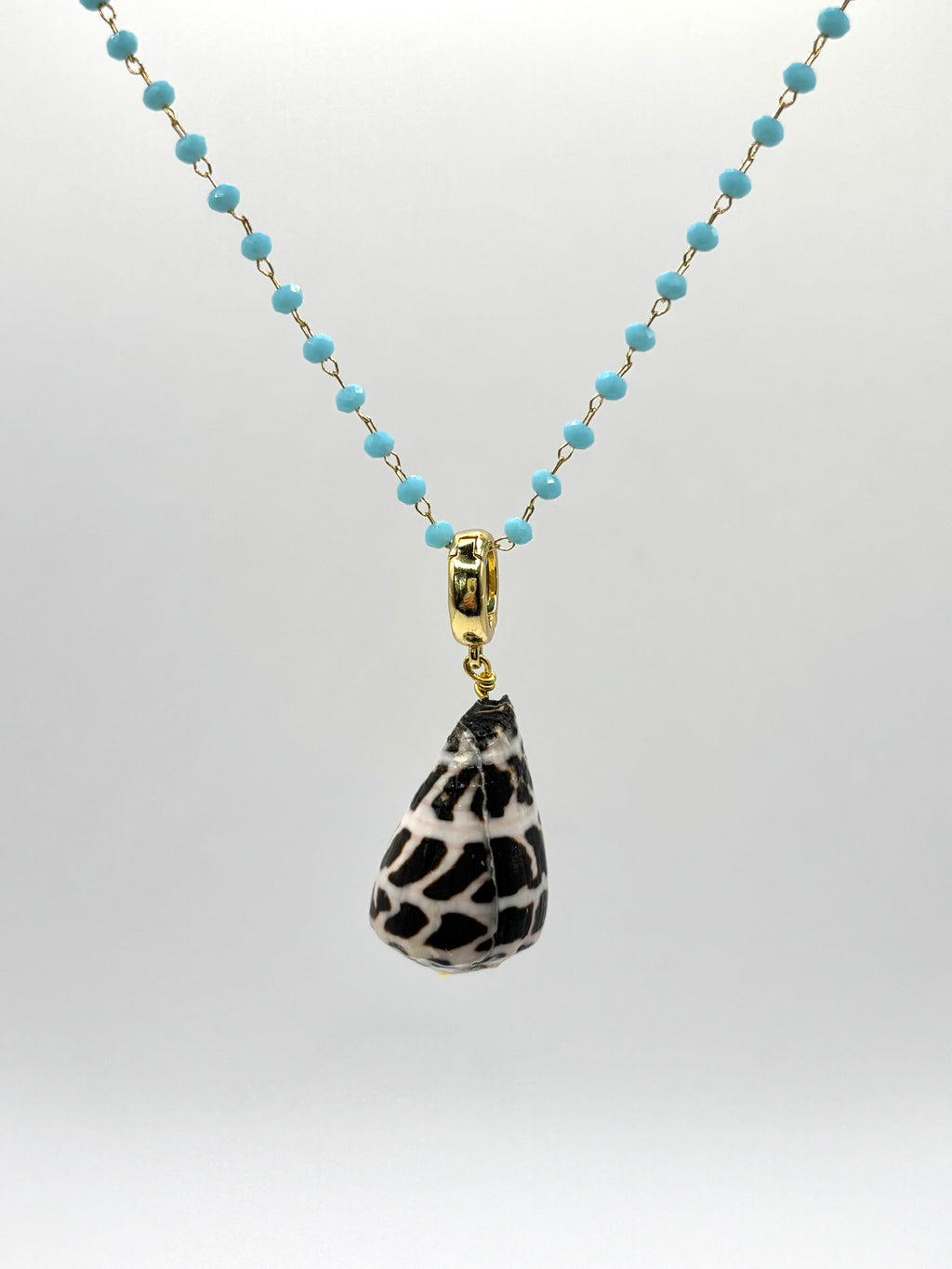14K Gold filled turquoise shell pendant necklace