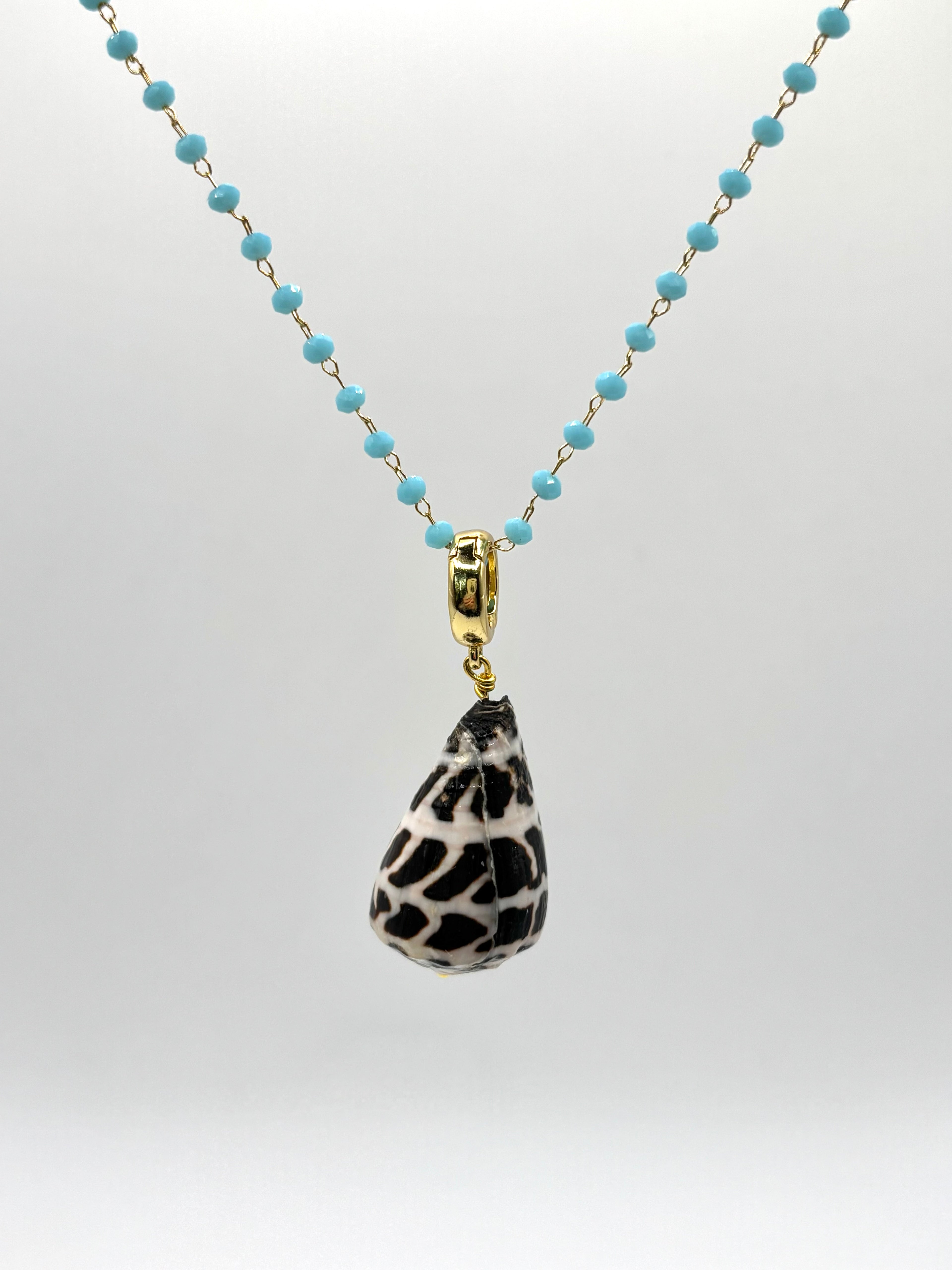 14K Gold filled turquoise shell pendant necklace
