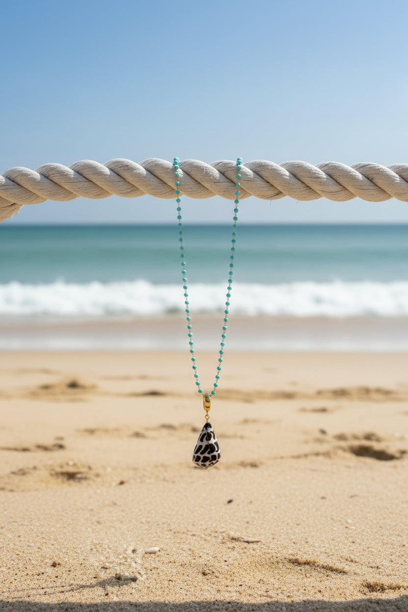 14K Gold filled turquoise shell pendant necklace