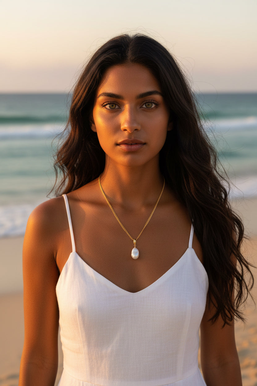 14K Gold filled  necklace w/  pearl pendant