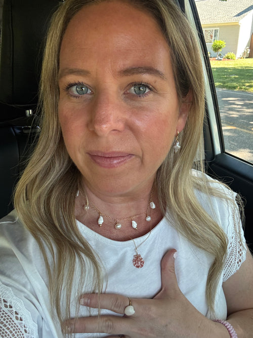 14k Gold Filled chain with shell and tiny pearls