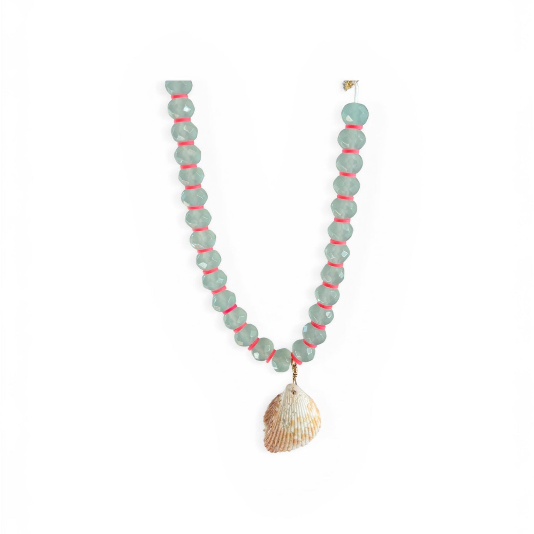 Faceted bead Necklace with shell pendant