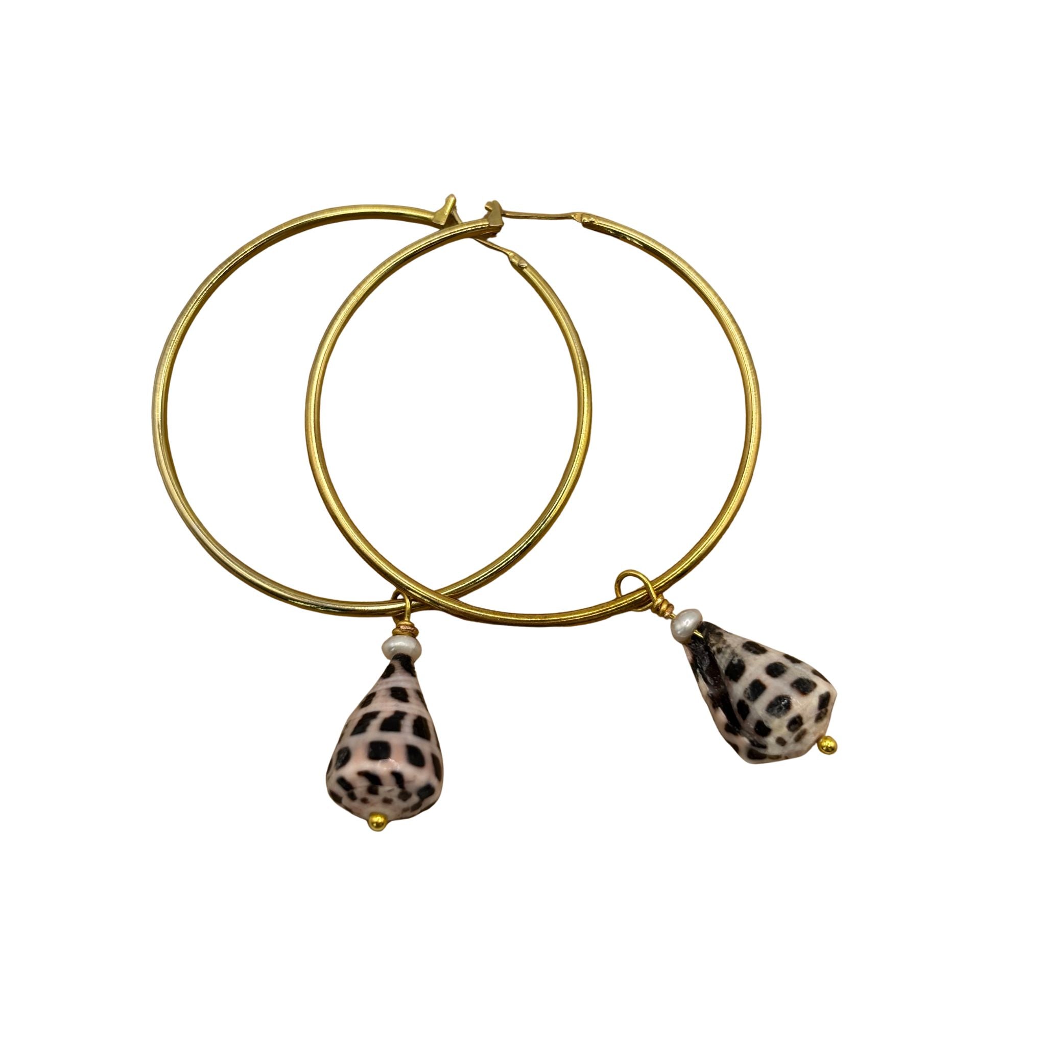 14K Gold plated hoop earrings with cone shell