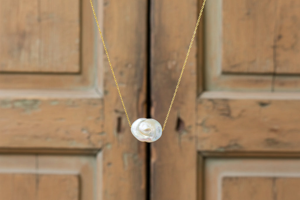 14K Gold Filled Necklace w/ Baroque Pearl
