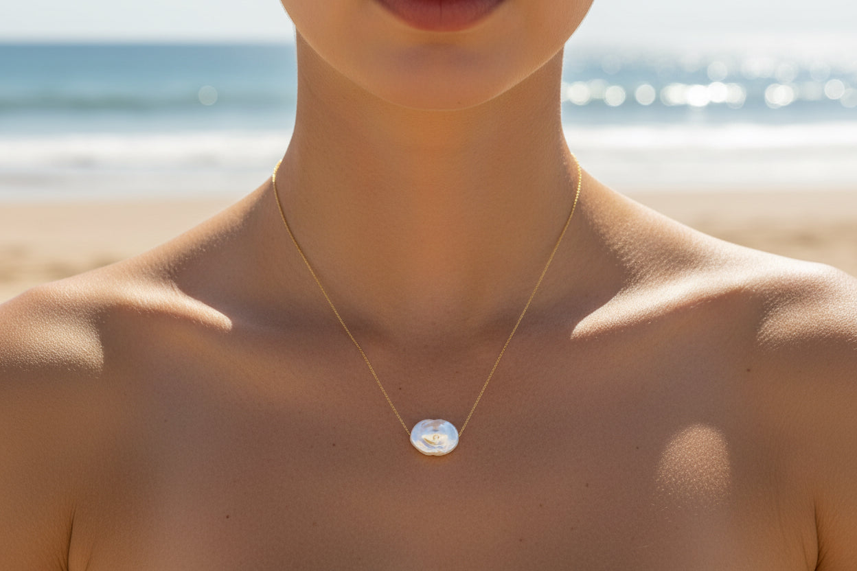 14K Gold Filled Necklace w/ Baroque Pearl