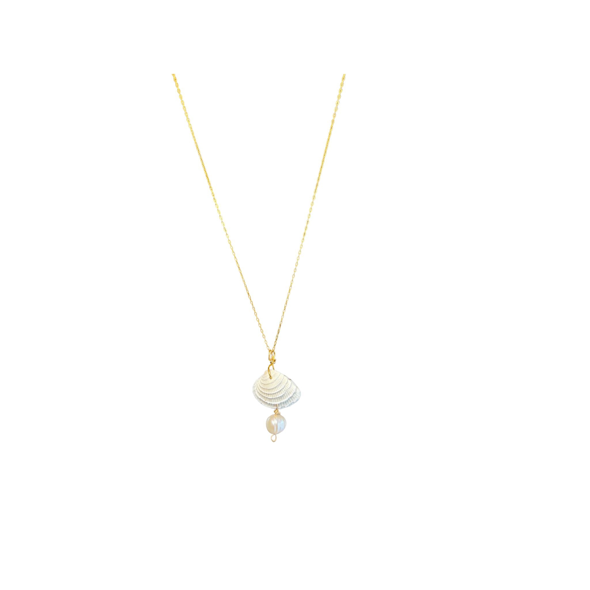 14K Gold Filled Necklace with shell and pearl