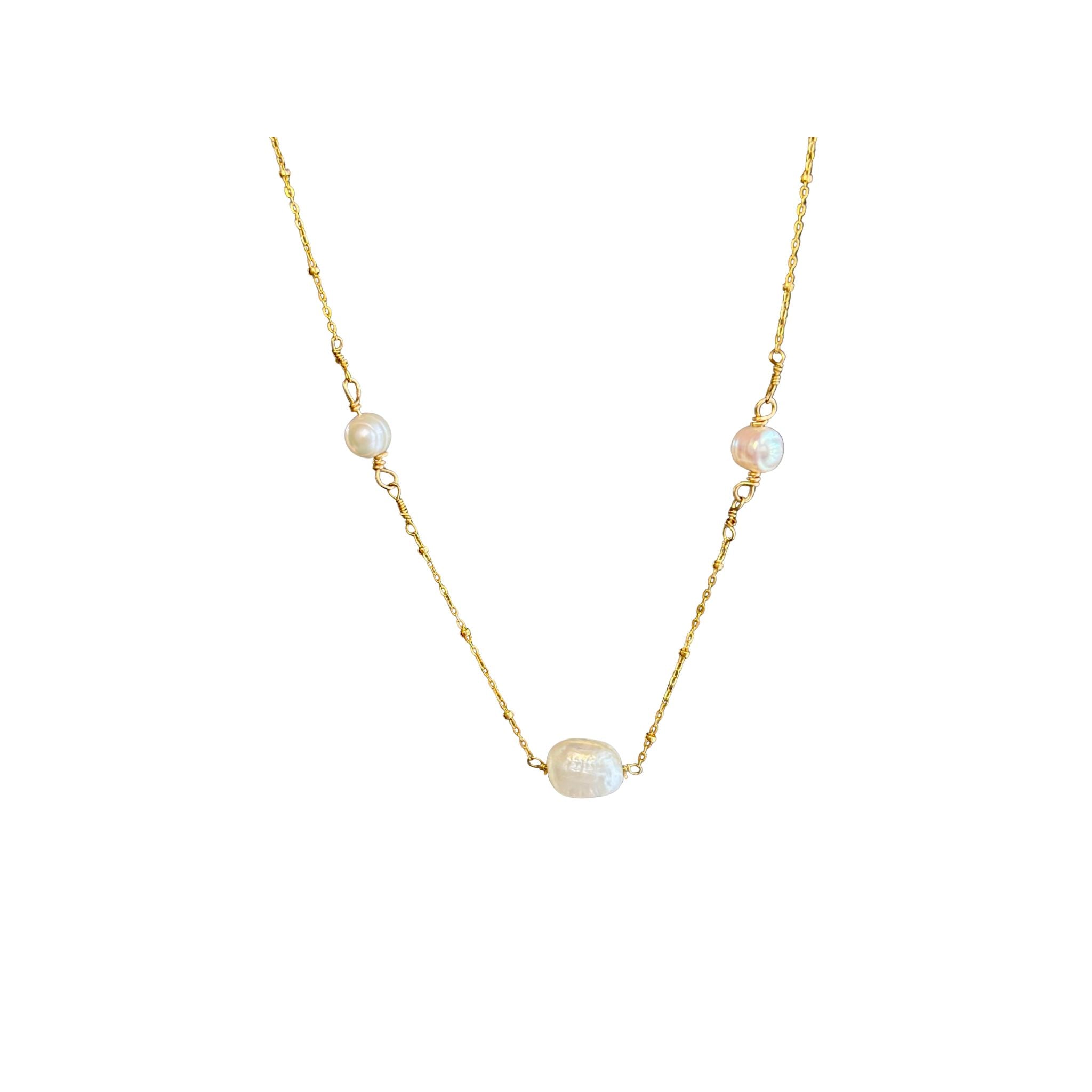 14K Gold Filled Necklace with Pearls.