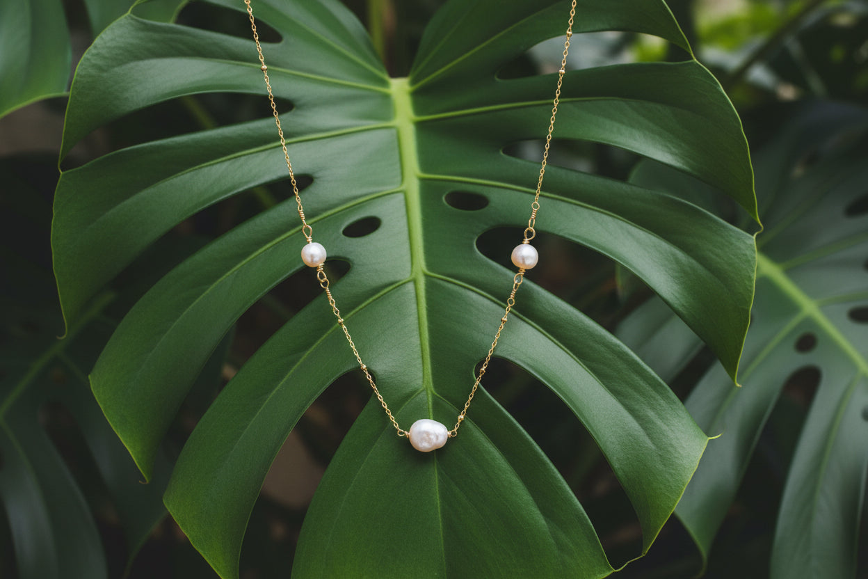 14K Gold Filled Necklace with Pearls.