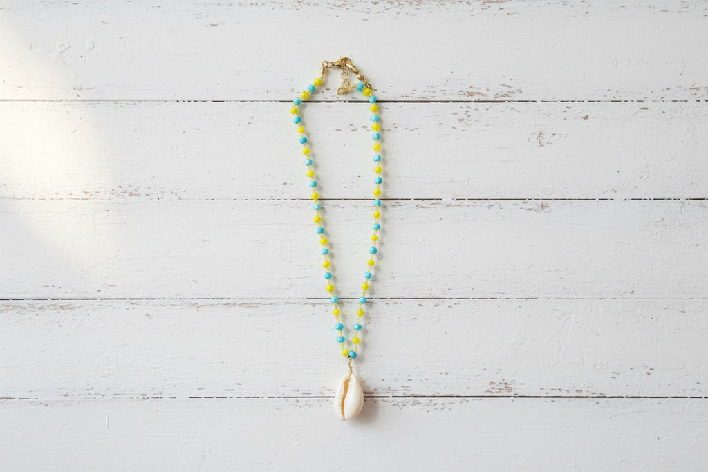 Faceted Beach necklace with Cowrie shell