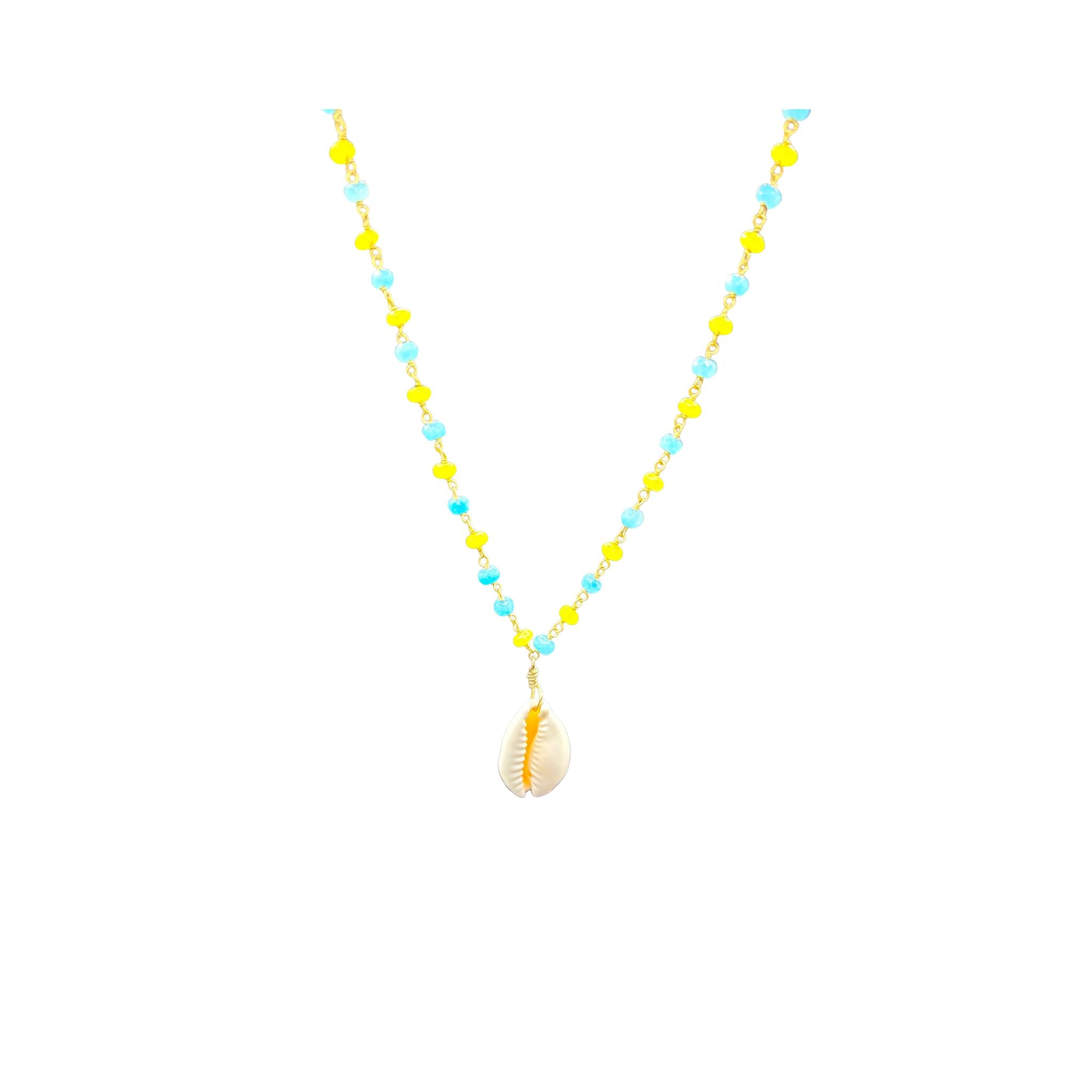 Faceted Beach necklace with Cowrie shell