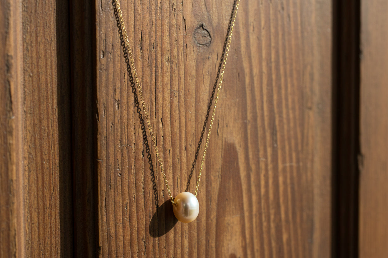 14K Gold Filled necklace with single pearl