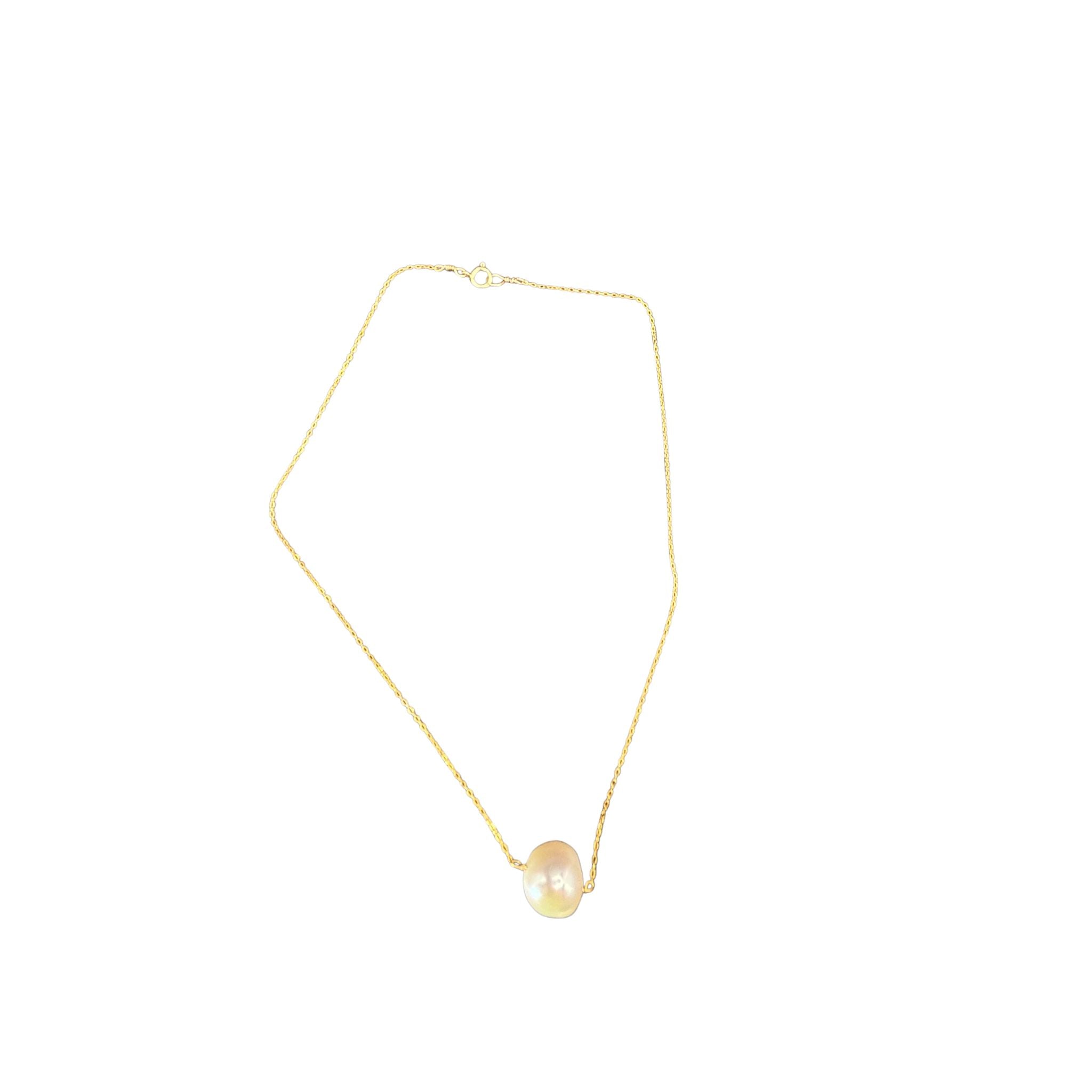 14K Gold Filled necklace with single pearl