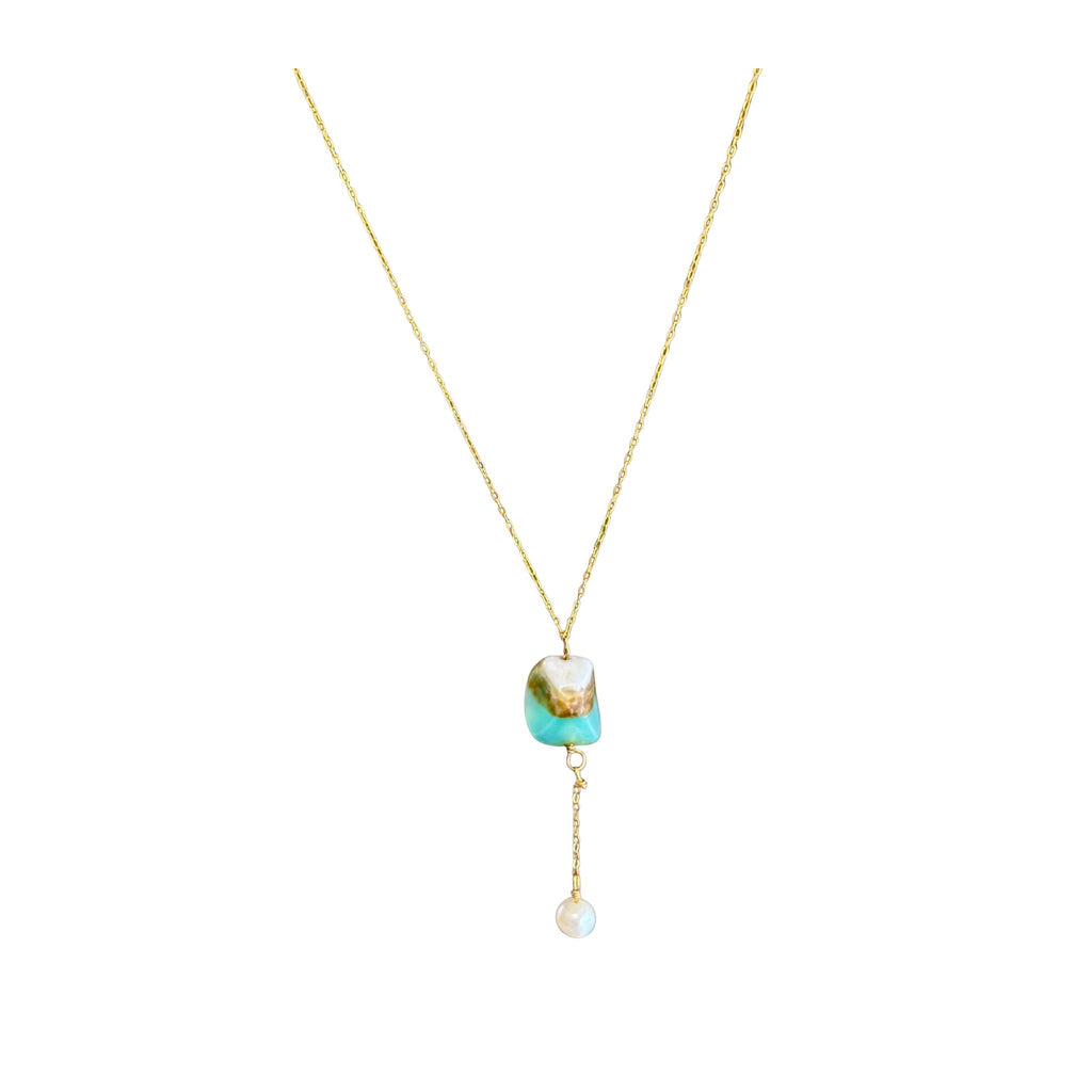 14K Gold Filled drop necklace with rock