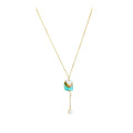 14K Gold Filled drop necklace with rock