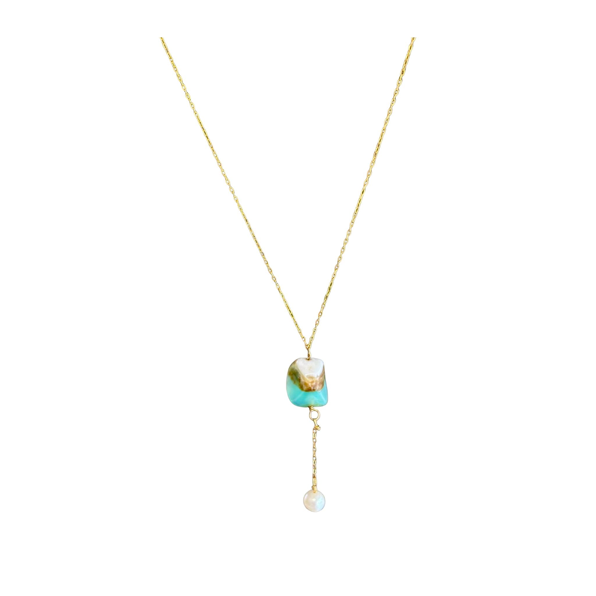 14K Gold Filled drop necklace with rock