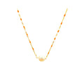 14k Gold Plated necklace with coral enamel beads and single pearl