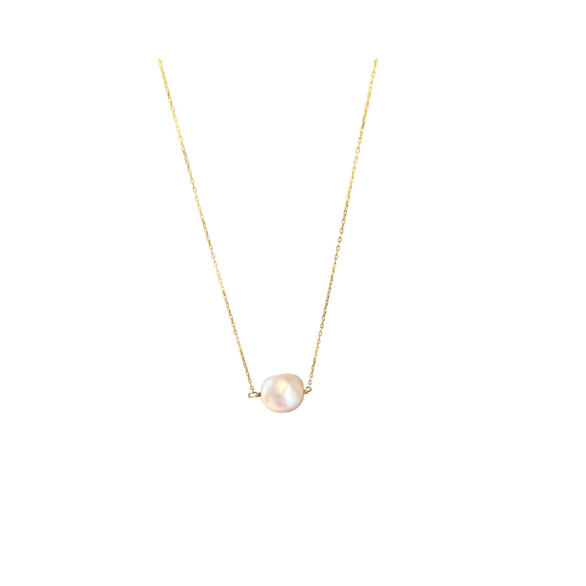 14K Gold Filled necklace with single pearl