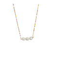 14K Gold Plated chain with enamel beads and three pearl connector