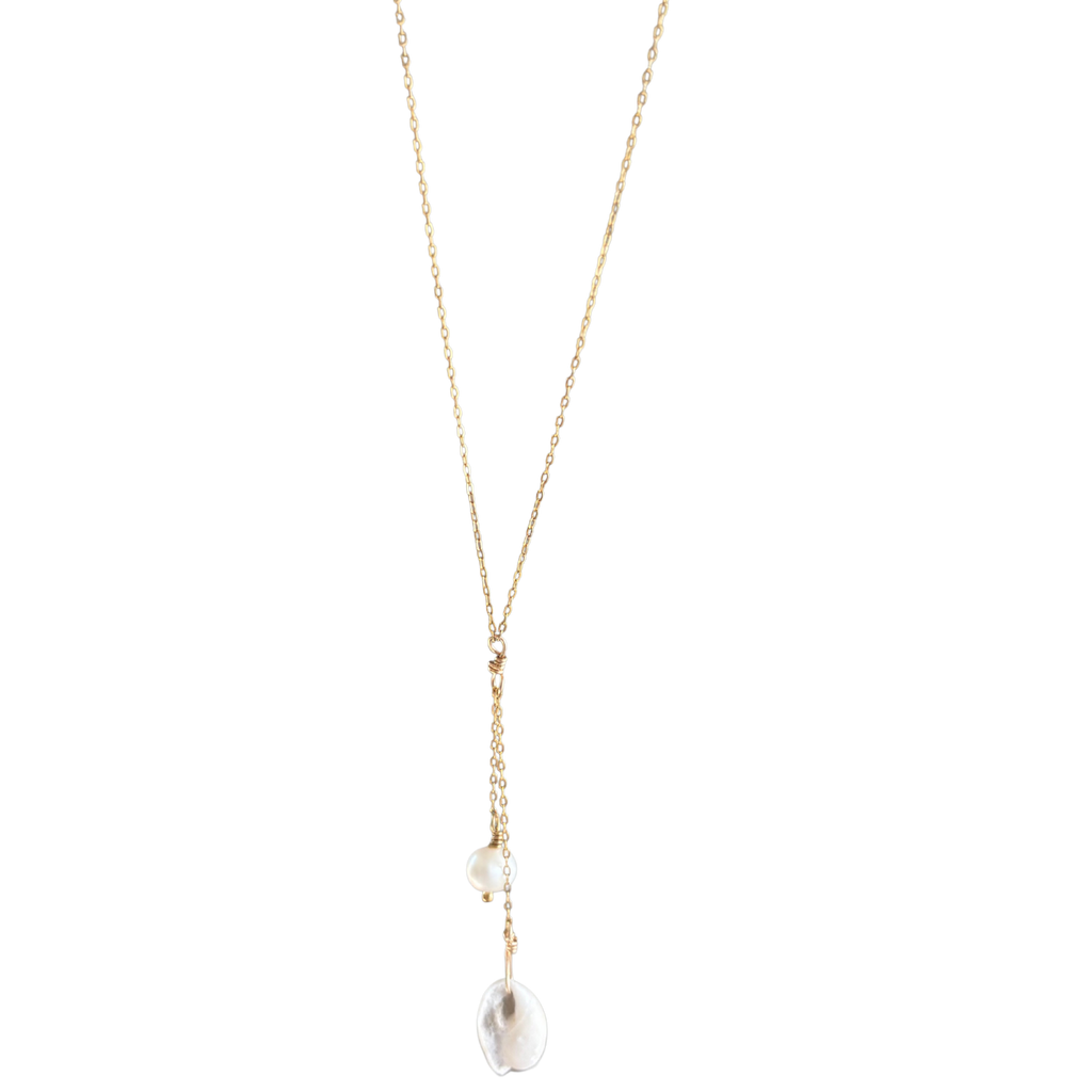 14k Gold Filled Drop Cowrie  Necklace