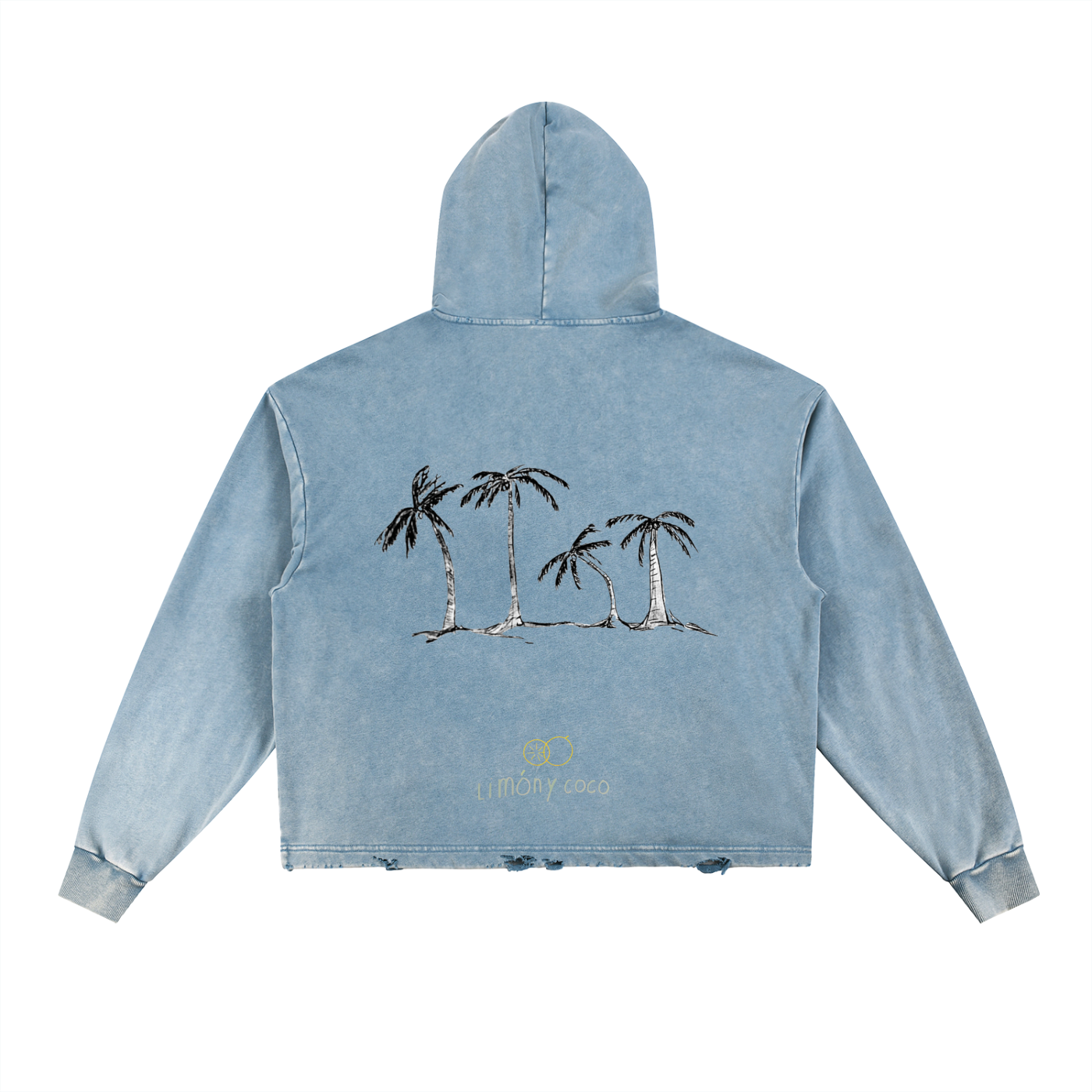 Vintage Washed Frayed-Hem Hoodie
